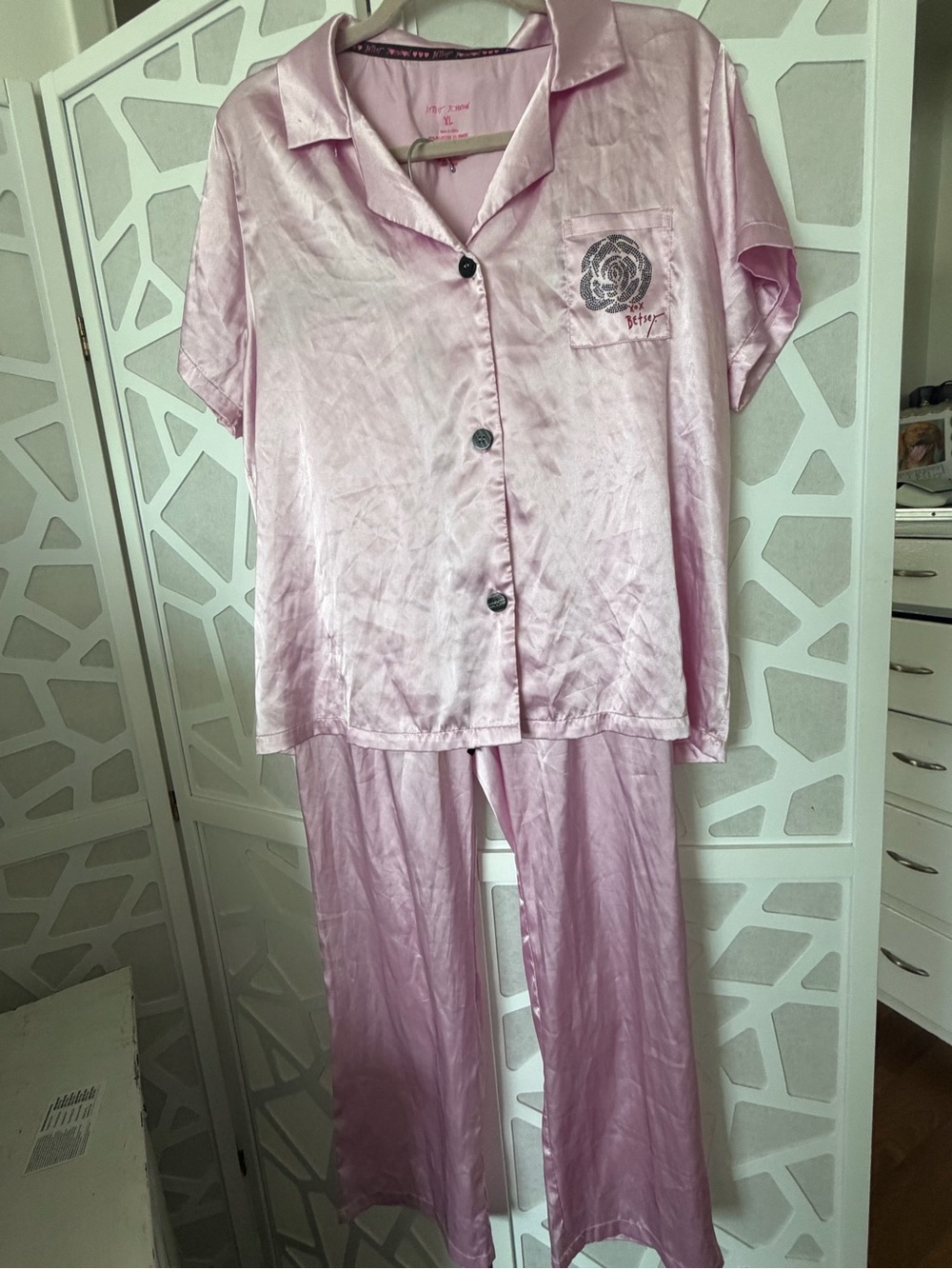 Betsey Johnson Pale Pink Two-Piece Pajama Set